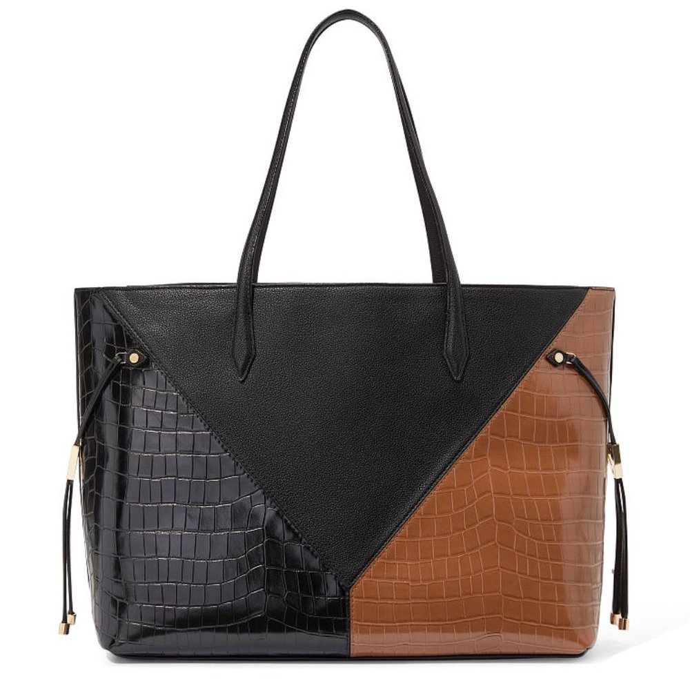 NWT Victoria's Secret Carryall Tote Bag in Croc Colorblock - Picture 2 of 16